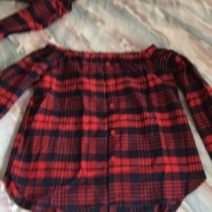 Plaid light flannel long sleeve shirt